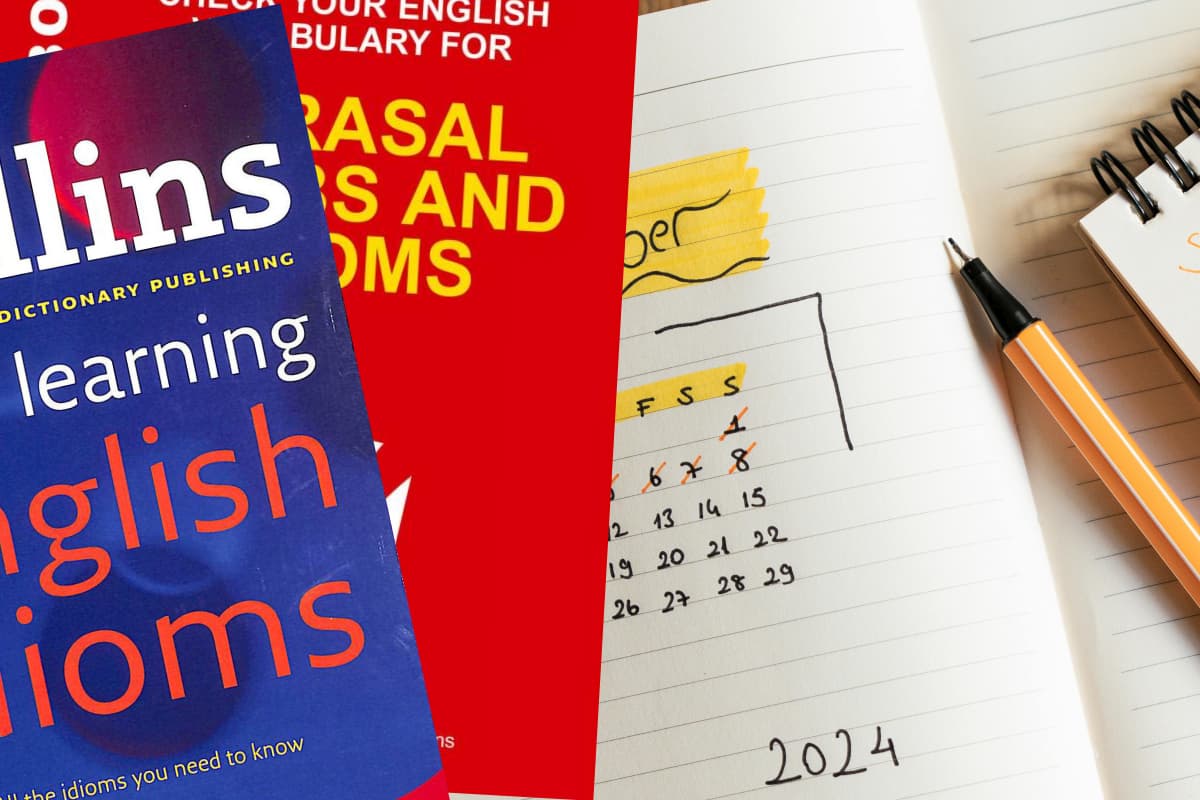 Libros de cursos de inglés especializado junto con un calendario de sesiones